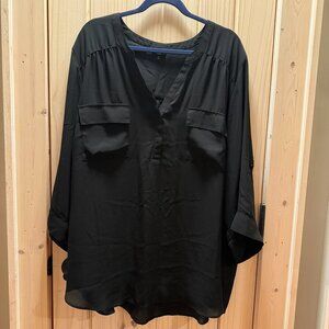 Torrid Harper Pullover Blouse, 3/4 sleeves Size 5 (5X, 28), Black
